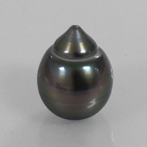 13.07カラットの天然ダークグレーパール（15.6×11.7 mm・ファンシーシェイプ）