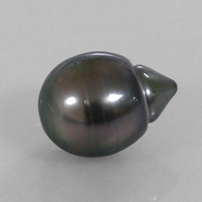 13.07カラットの天然ダークグレーパール（15.6×11.7 mm・ファンシーシェイプ）