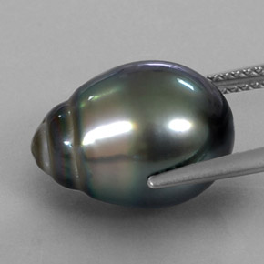 10.38カラットの天然シルバーパール（15×11.1 mm・ファンシーシェイプ）