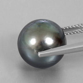 12.55カラットの天然ダークグレーパール、スフェア / ボール、オペーク