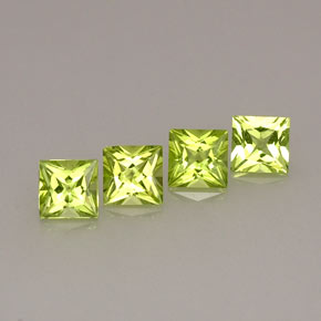 カラットの天然鮮やかな緑ペリドット（5×5 mm・四角）