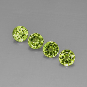 カラットの天然鮮やかな緑ペリドット（5.96 mm・ラウンドカット）