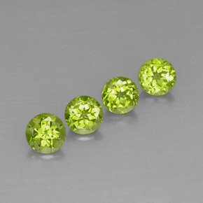 カラットの天然鮮やかな緑ペリドット（6.24 mm・ラウンドカット）