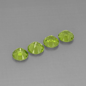 カラットの天然鮮やかな緑ペリドット（6.24 mm・ラウンドカット）