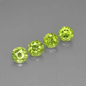 カラットの天然鮮やかな緑ペリドット（5.89 mm・ラウンドカット）