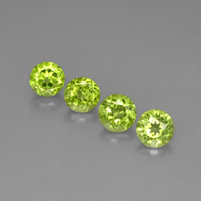 カラットの天然鮮やかな緑ペリドット（5.89 mm・ラウンドカット）