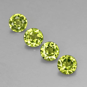 カラットの天然鮮やかな緑ペリドット（5.99 mm・ラウンドカット）