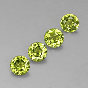 カラットの天然鮮やかな緑ペリドット（5.99 mm・ラウンドカット）