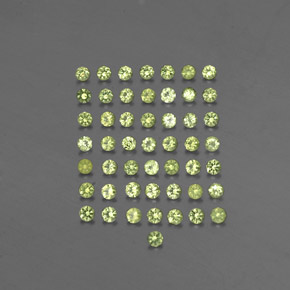 カラットの天然鮮やかな緑ペリドット（2.01 mm・ラウンドカット）