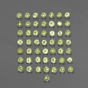 カラットの天然鮮やかな緑ペリドット（2.01 mm・ラウンドカット）