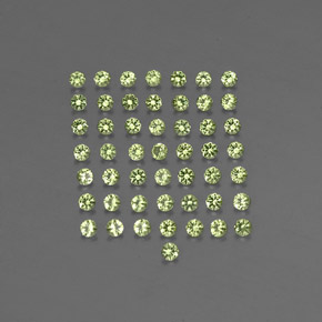 カラットの天然鮮やかな緑ペリドット（2.01 mm・ラウンドカット）