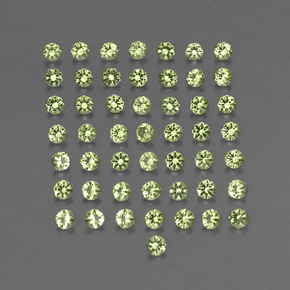 カラットの天然鮮やかな緑ペリドット（2.01 mm・ラウンドカット）
