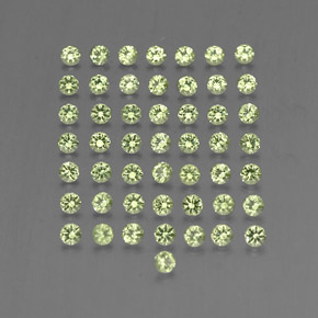 カラットの天然鮮やかな緑ペリドット（2.01 mm・ラウンドカット）