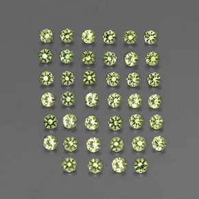 カラットの天然鮮やかな緑ペリドット（2.01 mm・ラウンドカット）