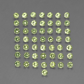 カラットの天然鮮やかな緑ペリドット（2.15 mm・ラウンドカット）