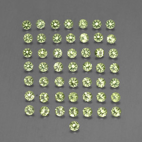 カラットの天然鮮やかな緑ペリドット（2.00 mm・ラウンドカット）