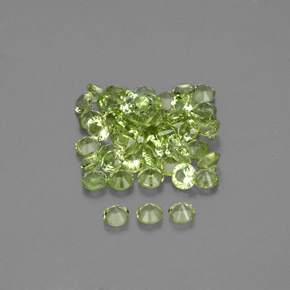 カラットの天然鮮やかな緑ペリドット（2.00 mm・ラウンドカット）