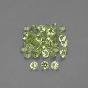 1.47カラットの天然黄色がかった緑ペリドット（2.02 mm・ラウンドカット）