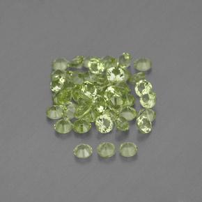 1.47カラットの天然黄色がかった緑ペリドット（2.02 mm・ラウンドカット）