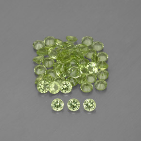カラットの天然鮮やかな緑ペリドット（2.00 mm・ラウンドカット）