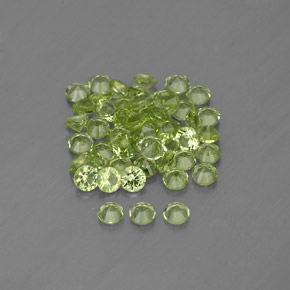 カラットの天然鮮やかな緑ペリドット（2.00 mm・ラウンドカット）