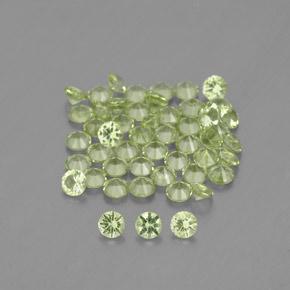 1.47カラットの天然ウォームグリーンペリドット（2.00 mm・ラウンドカット）