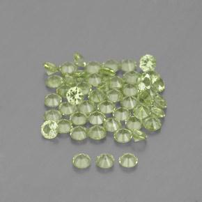 1.47カラットの天然ウォームグリーンペリドット（2.00 mm・ラウンドカット）