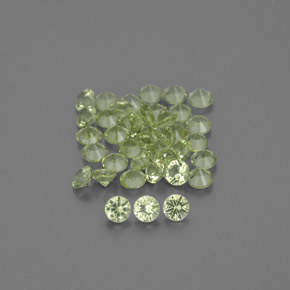 カラットの天然鮮やかな緑ペリドット（2.00 mm・ラウンドカット）