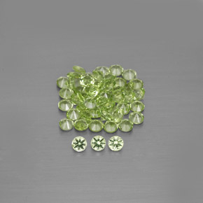 カラットの天然鮮やかな緑ペリドット（2.00 mm・ラウンドカット）