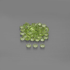 カラットの天然鮮やかな緑ペリドット（2.00 mm・ラウンドカット）