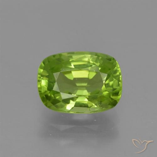 2.04ct 天然 黄みがかったグリーン ペリドット, クッション, VS