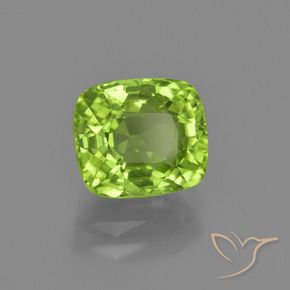 2.59カラットの天然黄みがかったグリーンペリドット、クッション、VS