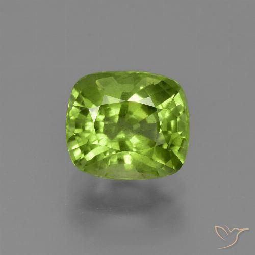 2.52ct 天然 黄みがかったグリーン ペリドット, クッション, VS