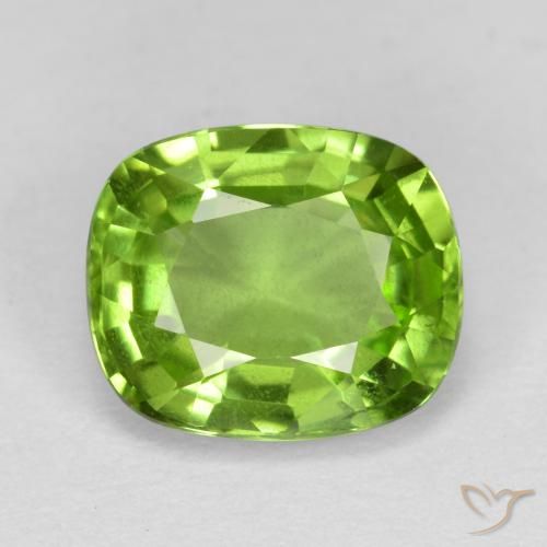 2.13ct 天然 黄みがかったグリーン ペリドット, クッション, VS