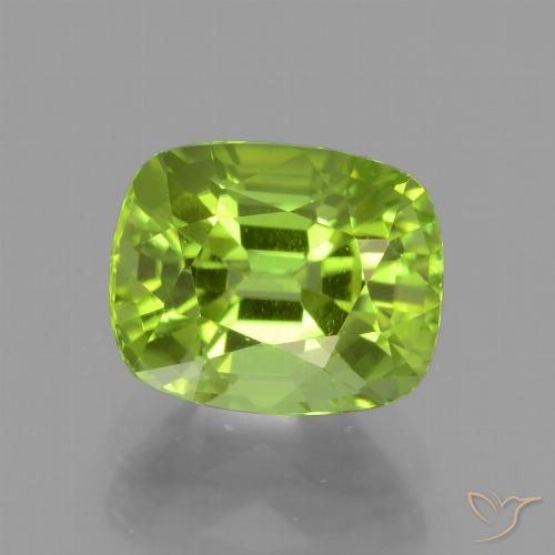 2.38ct 天然 黄みがかったグリーン ペリドット, クッション, VS