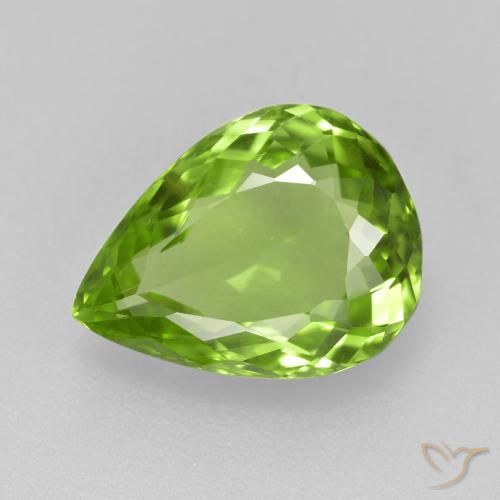 4.11ct 天然 ミディアムグリーン ペリドット, 洋梨の形, VS