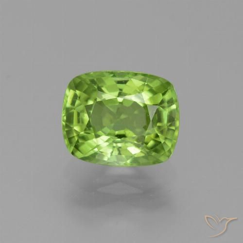 2.41ct 天然 ミディアムグリーン ペリドット, クッション, VS