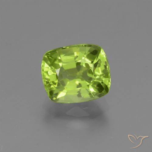 1.90ct 天然 ミディアムグリーン ペリドット, クッション, VVS-VS