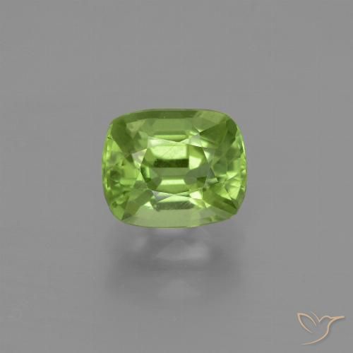 2.02ct 天然 ミディアムグリーン ペリドット, クッション, VS