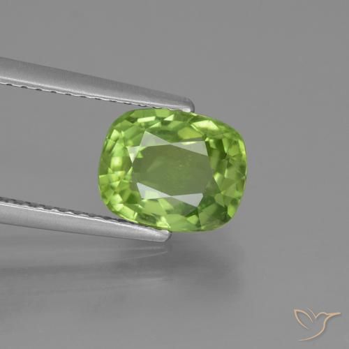 2.25ct 天然 ミディアムグリーン ペリドット, クッション, VS