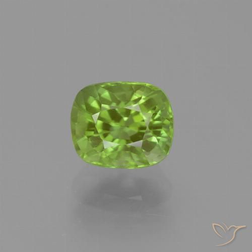 2.25ct 天然 黄みがかったグリーン ペリドット, クッション, VS