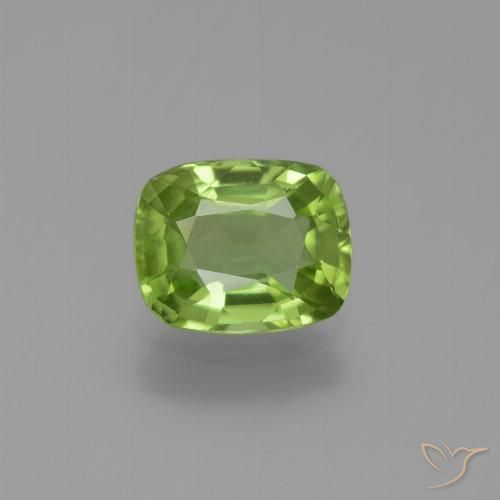 2.01ct 天然 ミディアムグリーン ペリドット, クッション, VS