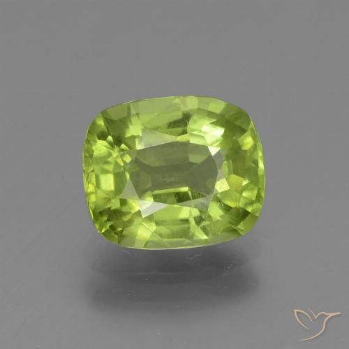 1.80ct 天然 薄いライブリーグリーン ペリドット, クッション, VS-SI