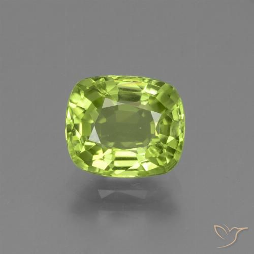 2.02ct 天然 薄いライブリーグリーン ペリドット, クッション, VS-SI