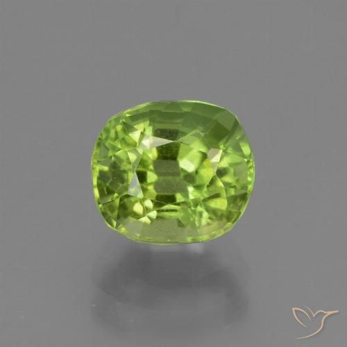 2.27ct 天然 ミディアムグリーン ペリドット, クッション, VS
