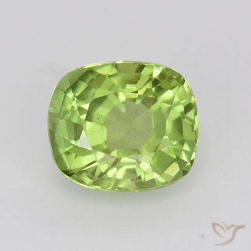 2.24ct 天然 薄いライブリーグリーン ペリドット, クッション, VS