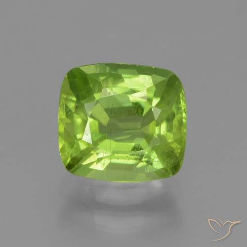 2.25ct 天然 ミディアムグリーン ペリドット, クッション, VS