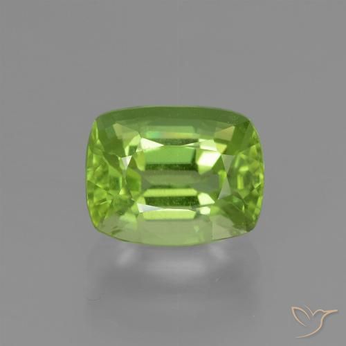 2.13ct 天然 ミディアムグリーン ペリドット, クッション, VS