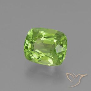 2.29カラットの天然ミディアムグリーンペリドット、クッション、VS