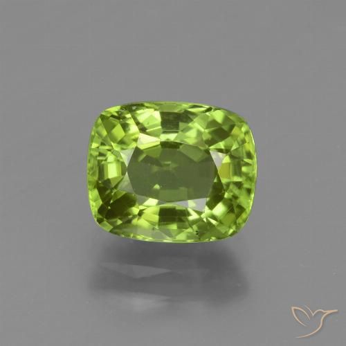 2.50ct 天然 ミディアムグリーン ペリドット, クッション, VVS-VS